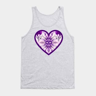 Lavender/Purple Pattern Paint Pour Heart Tank Top